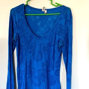 Blue burn out long sleeve